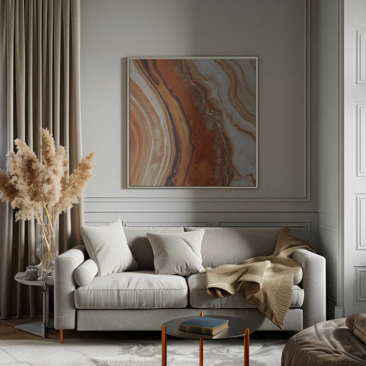 Rich Orange Agate Flow - Square Stretched Canvas, Poster or Fine Art Print - I Heart Wall Art - Poster Print, Canvas Print or Framed Art Print