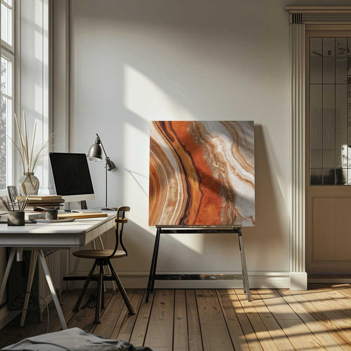 Rich Orange Agate Flow - Square Stretched Canvas, Poster or Fine Art Print - I Heart Wall Art - Poster Print, Canvas Print or Framed Art Print