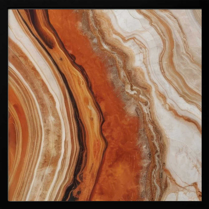 Rich Orange Agate Flow - Square Stretched Canvas, Poster or Fine Art Print - I Heart Wall Art - Poster Print, Canvas Print or Framed Art Print