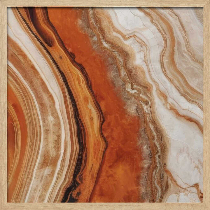 Rich Orange Agate Flow - Square Stretched Canvas, Poster or Fine Art Print - I Heart Wall Art - Poster Print, Canvas Print or Framed Art Print