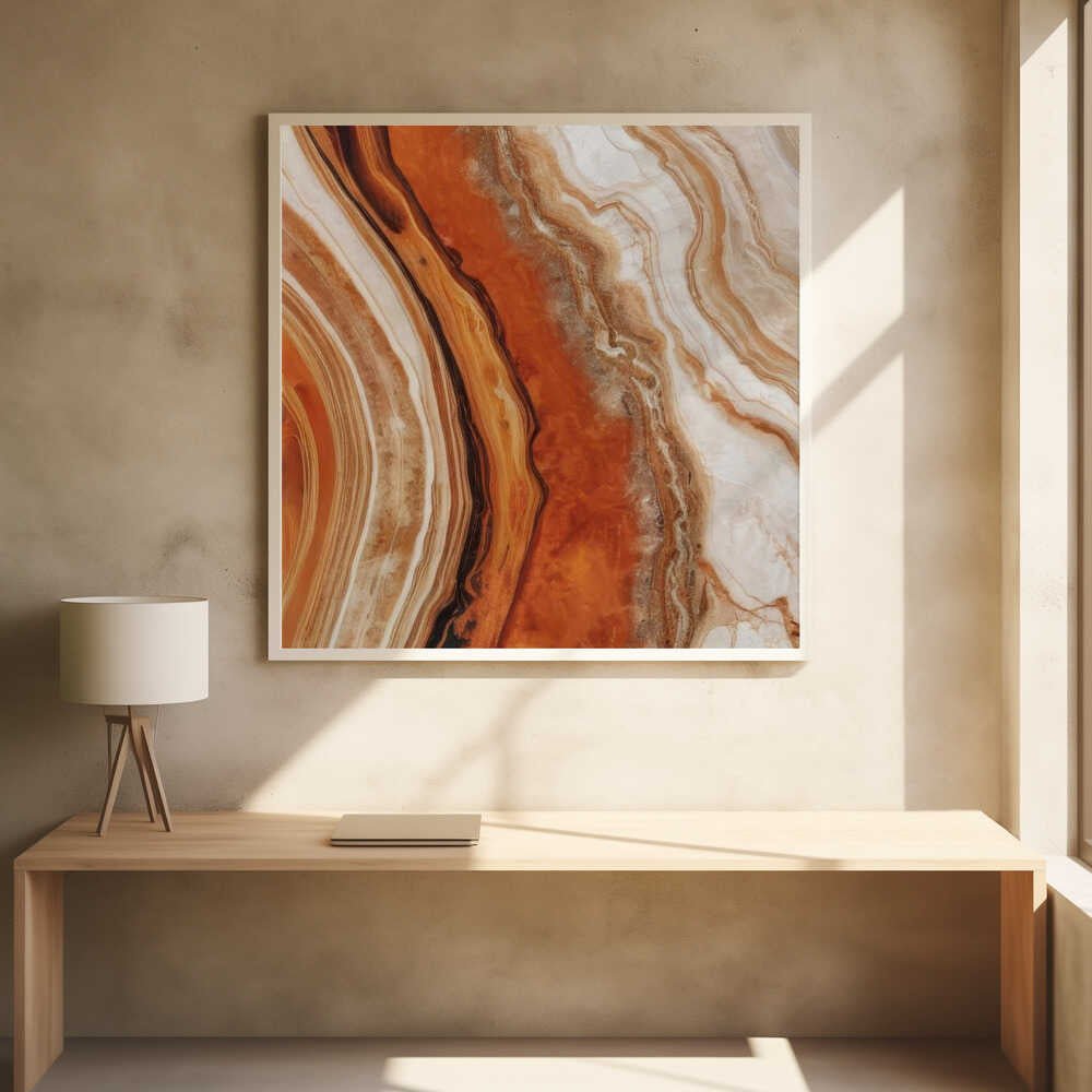 Rich Orange Agate Flow - Square Stretched Canvas, Poster or Fine Art Print - I Heart Wall Art - Poster Print, Canvas Print or Framed Art Print