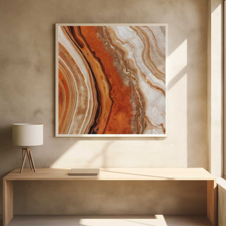 Rich Orange Agate Flow - Square Stretched Canvas, Poster or Fine Art Print - I Heart Wall Art - Poster Print, Canvas Print or Framed Art Print