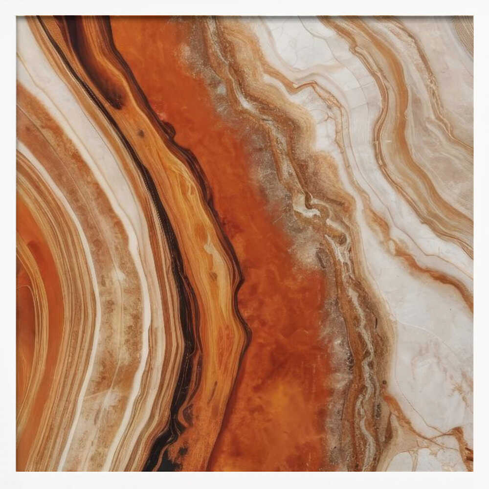 Rich Orange Agate Flow - Square Stretched Canvas, Poster or Fine Art Print - I Heart Wall Art - Poster Print, Canvas Print or Framed Art Print
