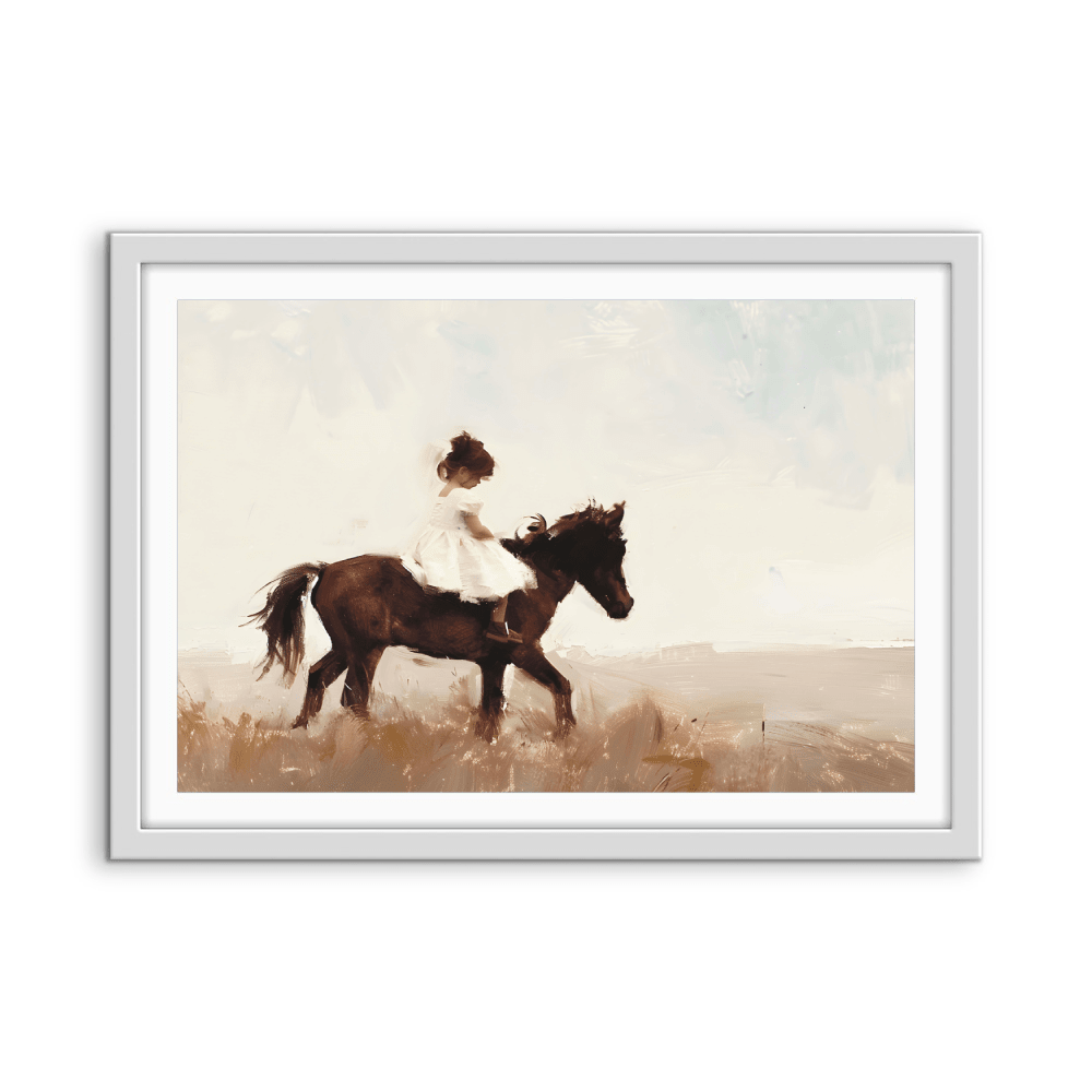 Riding in the West - Girl on her Horse, Stretched Canvas or Fine Art Print - I Heart Wall Art - Poster Print, Canvas Print or Framed Art Print