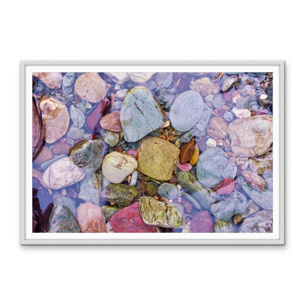 River Stones - Green and Purple River Creek Stone Photographic Print As Canvas or Art Print I Heart Wall Art Australia 