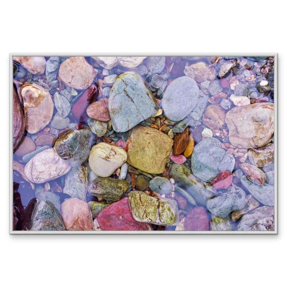 River Stones - Green and Purple River Creek Stone Photographic Print As Canvas or Art Print I Heart Wall Art Australia 