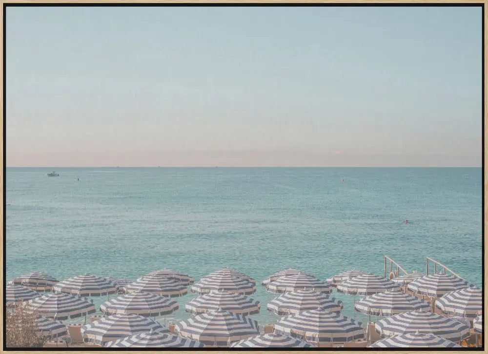 Riviera Beach Umbrellas - Stretched Canvas, Poster or Fine Art Print I Heart Wall Art