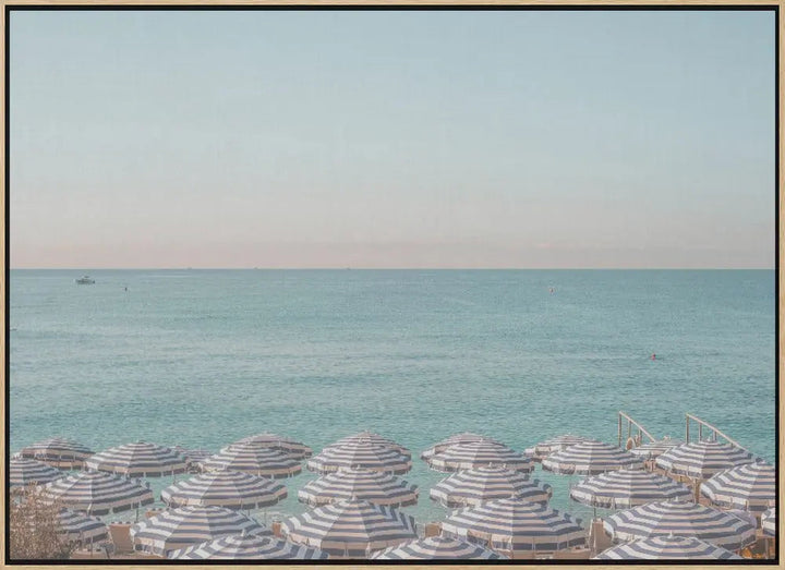 Riviera Beach Umbrellas - Stretched Canvas, Poster or Fine Art Print I Heart Wall Art