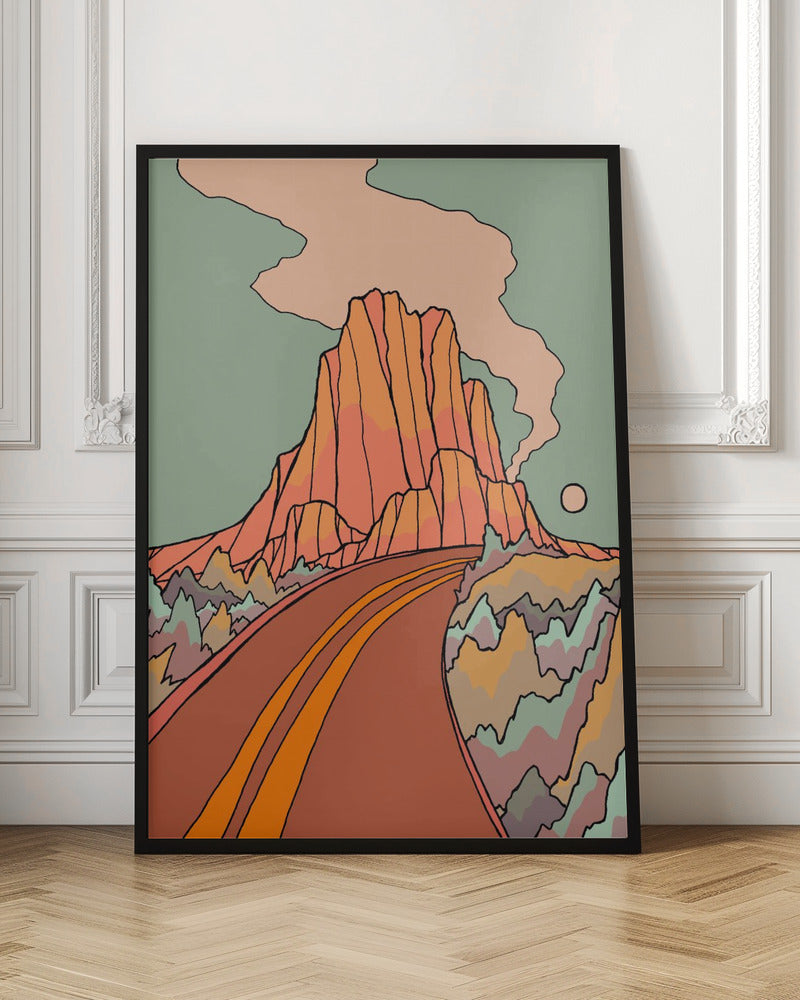 Road Past the Mountain - Stretched Canvas, Poster or Fine Art Print I Heart Wall Art