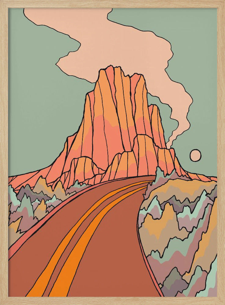 Road Past the Mountain - Stretched Canvas, Poster or Fine Art Print I Heart Wall Art