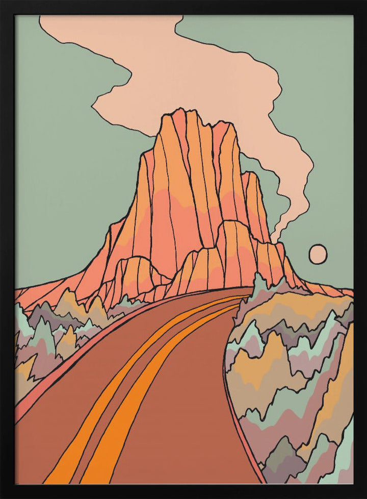 Road Past the Mountain - Stretched Canvas, Poster or Fine Art Print I Heart Wall Art