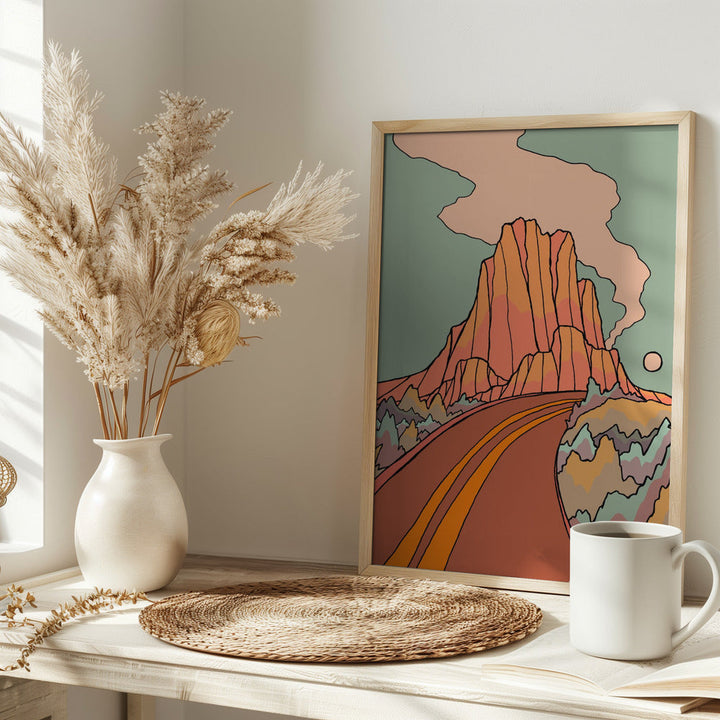 Road Past the Mountain - Stretched Canvas, Poster or Fine Art Print I Heart Wall Art