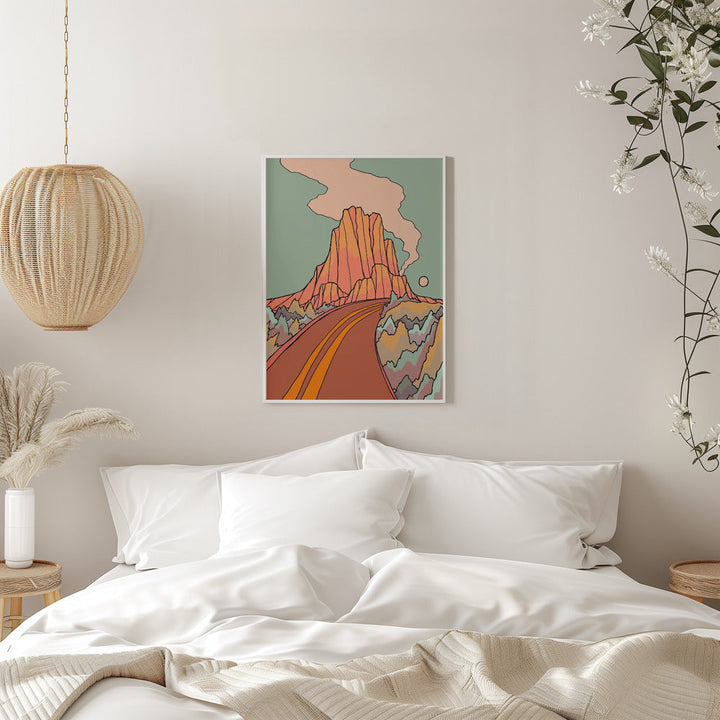 Road Past the Mountain - Stretched Canvas, Poster or Fine Art Print I Heart Wall Art
