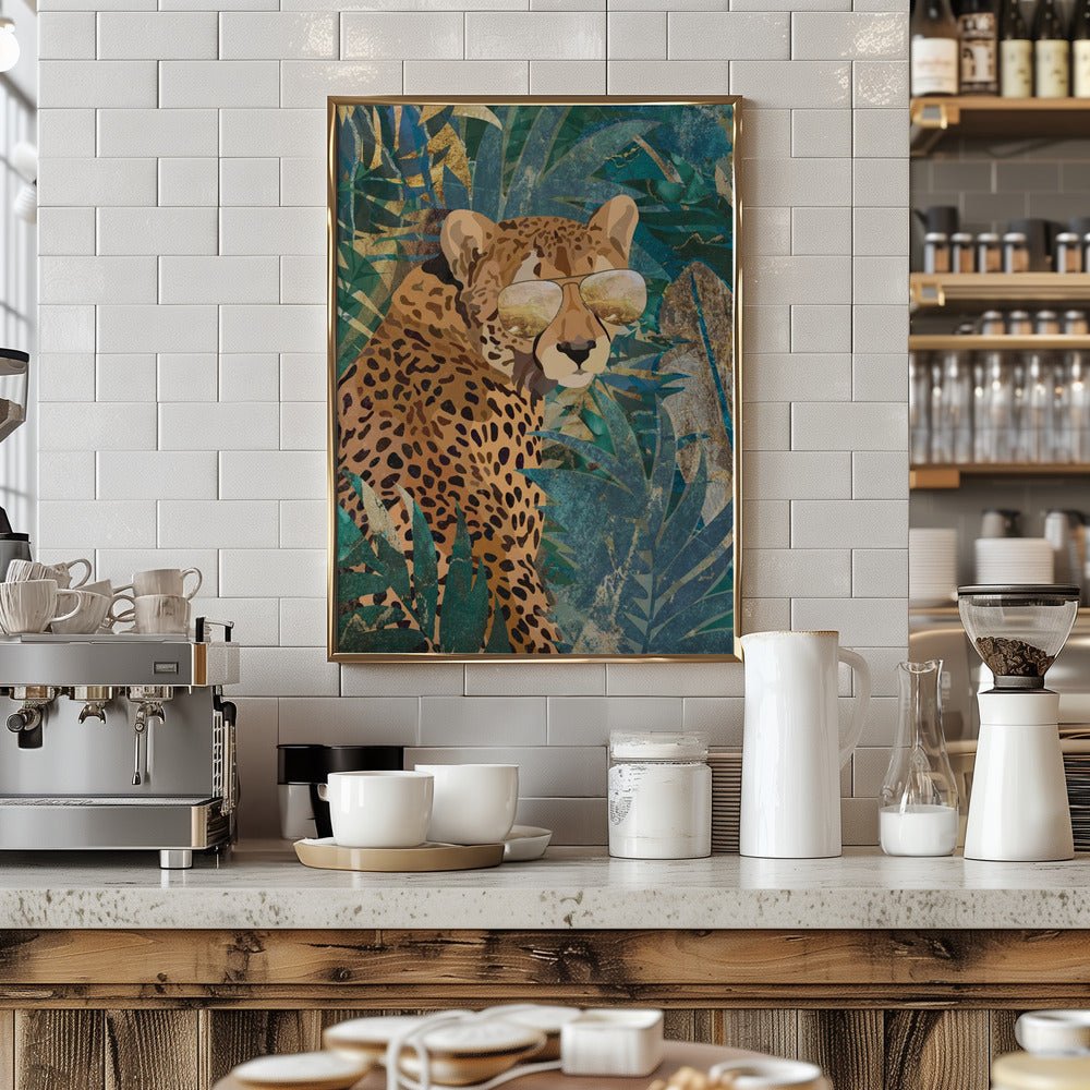 Rockstar cheetah in the jungle - Stretched Canvas, Poster or Fine Art Print - I Heart Wall Art - Poster Print, Canvas Print or Framed Art Print