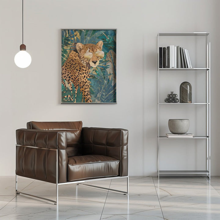 Rockstar cheetah in the jungle - Stretched Canvas, Poster or Fine Art Print - I Heart Wall Art - Poster Print, Canvas Print or Framed Art Print