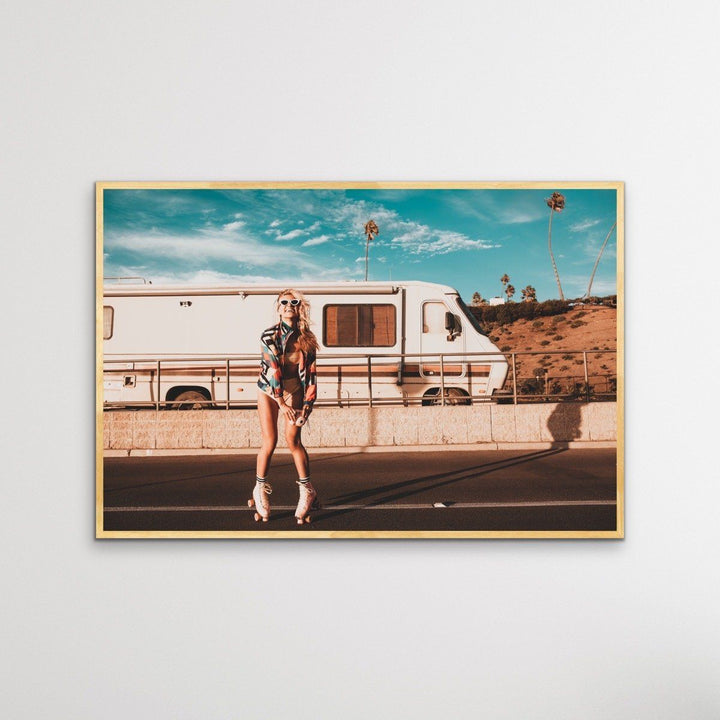 Roller Girl - Print of Woman On Roller Skates In Vintage Style - I Heart Wall Art