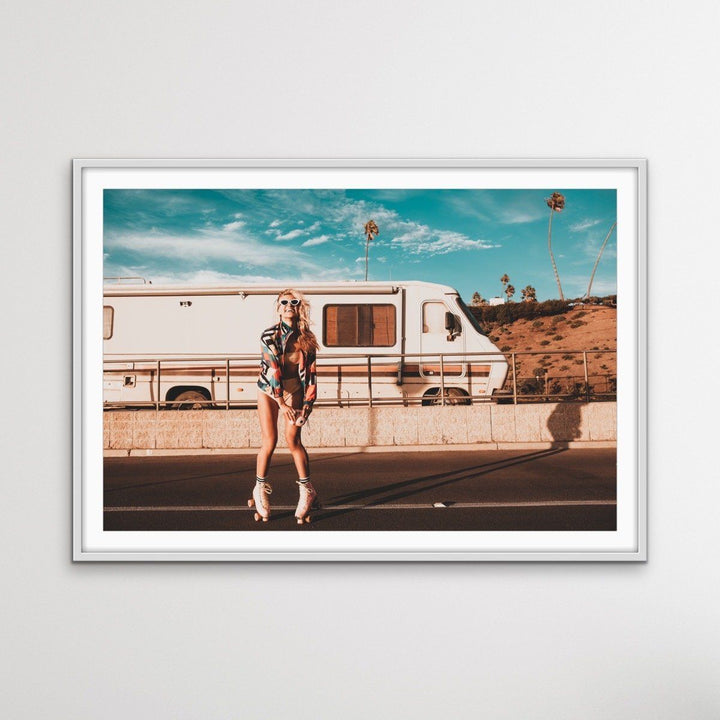 Roller Girl - Print of Woman On Roller Skates In Vintage Style - I Heart Wall Art