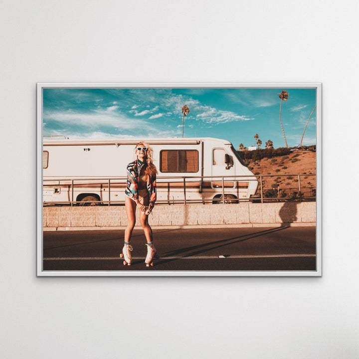 Roller Girl - Print of Woman On Roller Skates In Vintage Style - I Heart Wall Art