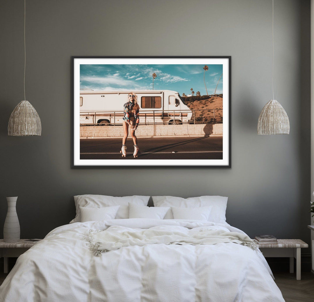 Roller Girl - Print of Woman On Roller Skates In Vintage Style - I Heart Wall Art