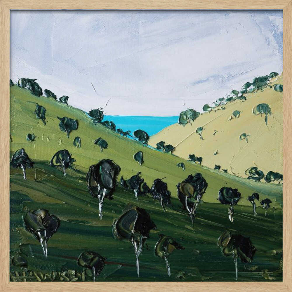 Rolling Hills Ocean View - Square Stretched Canvas, Poster or Fine Art Print by Angela Hawkey - I Heart Wall Art - Poster Print, Canvas Print or Framed Art Print