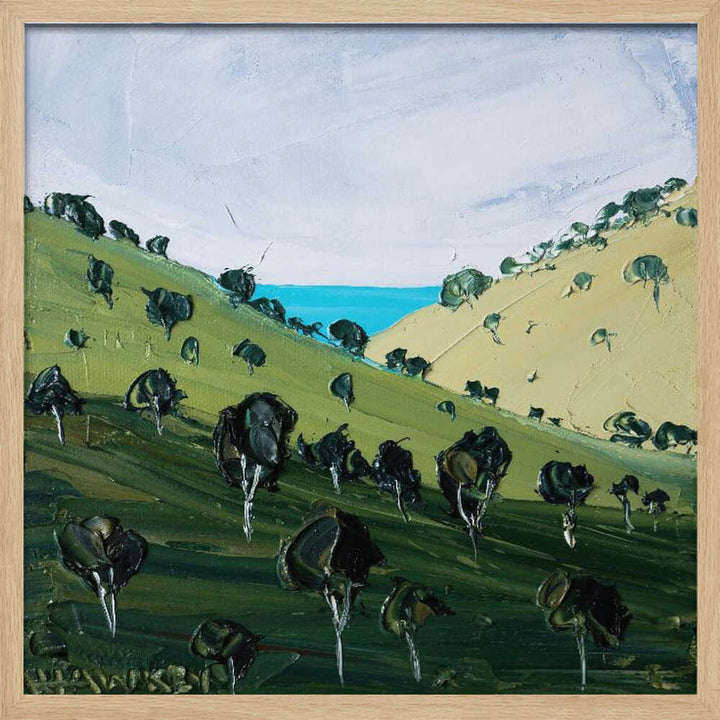 Rolling Hills Ocean View - Square Stretched Canvas, Poster or Fine Art Print by Angela Hawkey - I Heart Wall Art - Poster Print, Canvas Print or Framed Art Print