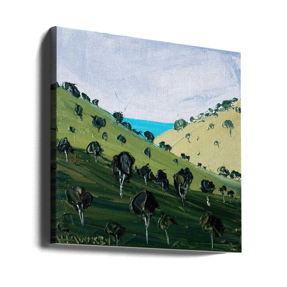 Rolling Hills Ocean View - Square Stretched Canvas, Poster or Fine Art Print by Angela Hawkey - I Heart Wall Art - Poster Print, Canvas Print or Framed Art Print