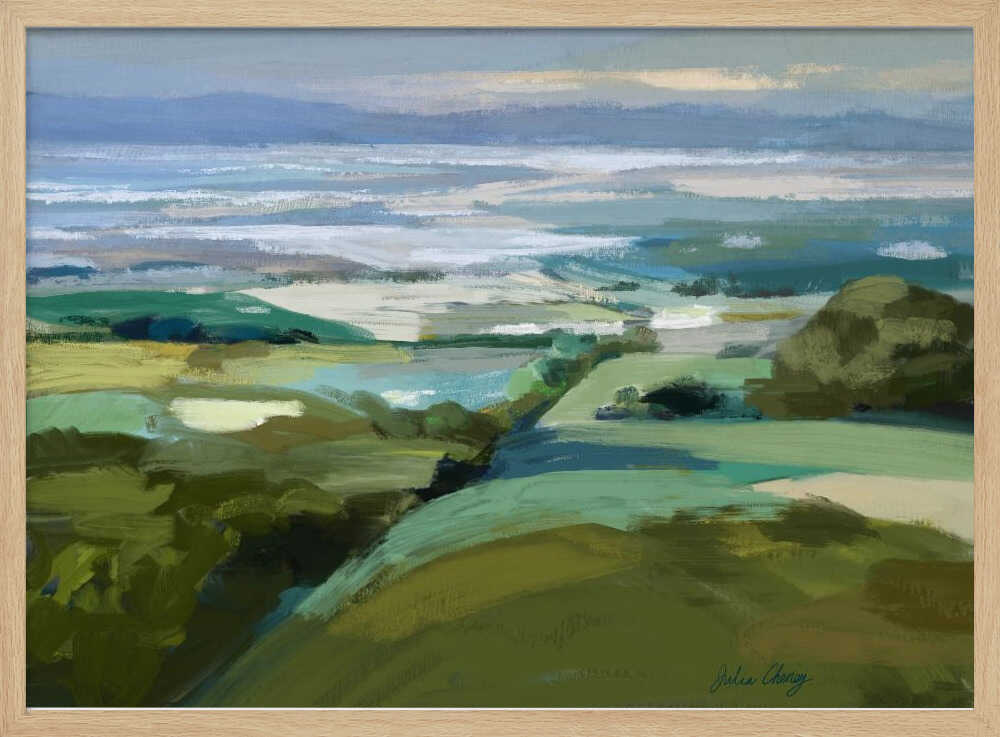 Rolling Hills Ocean View - Stretched Canvas, Poster or Fine Art Print - I Heart Wall Art - Poster Print, Canvas Print or Framed Art Print