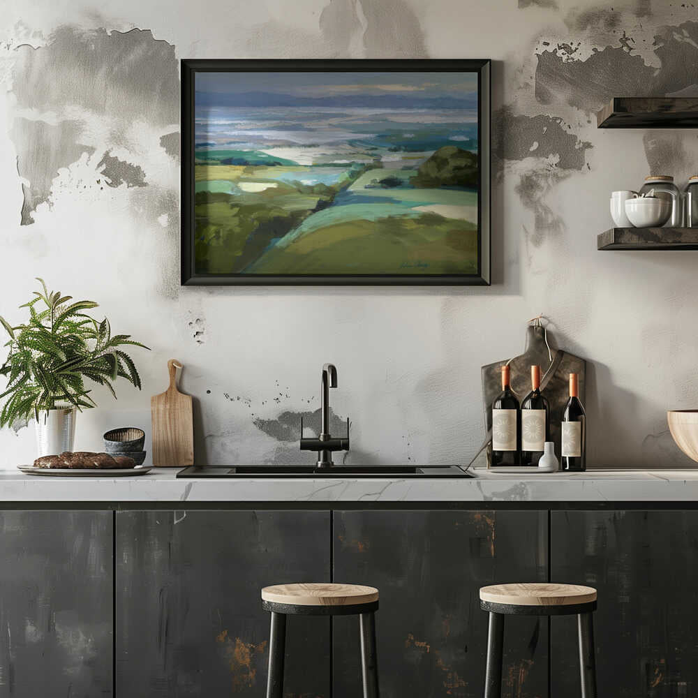 Rolling Hills Ocean View - Stretched Canvas, Poster or Fine Art Print - I Heart Wall Art - Poster Print, Canvas Print or Framed Art Print
