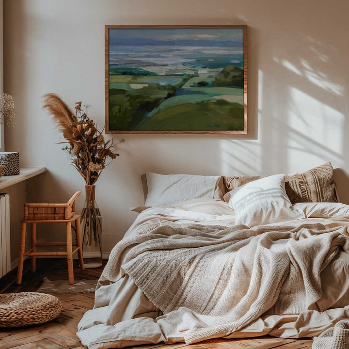 Rolling Hills Ocean View - Stretched Canvas, Poster or Fine Art Print - I Heart Wall Art - Poster Print, Canvas Print or Framed Art Print