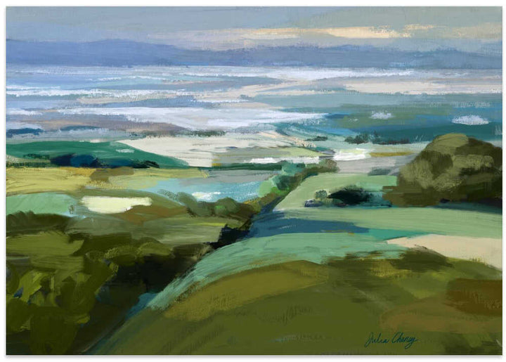 Rolling Hills Ocean View - Stretched Canvas, Poster or Fine Art Print - I Heart Wall Art - Poster Print, Canvas Print or Framed Art Print