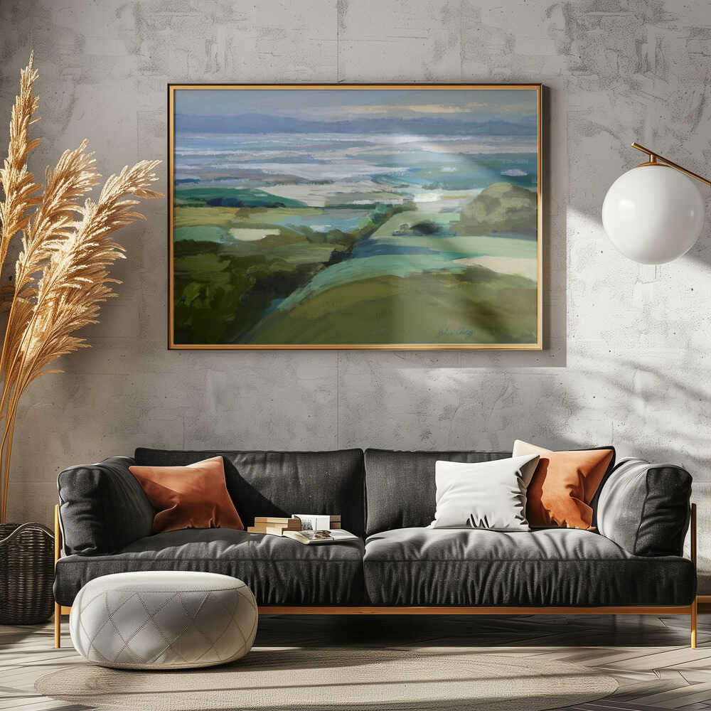 Rolling Hills Ocean View - Stretched Canvas, Poster or Fine Art Print - I Heart Wall Art - Poster Print, Canvas Print or Framed Art Print