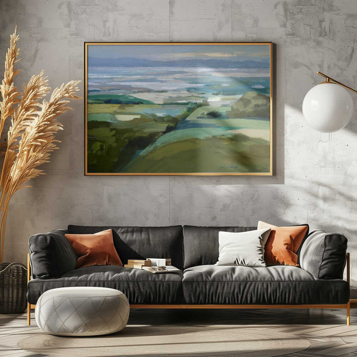 Rolling Hills Ocean View - Stretched Canvas, Poster or Fine Art Print - I Heart Wall Art - Poster Print, Canvas Print or Framed Art Print