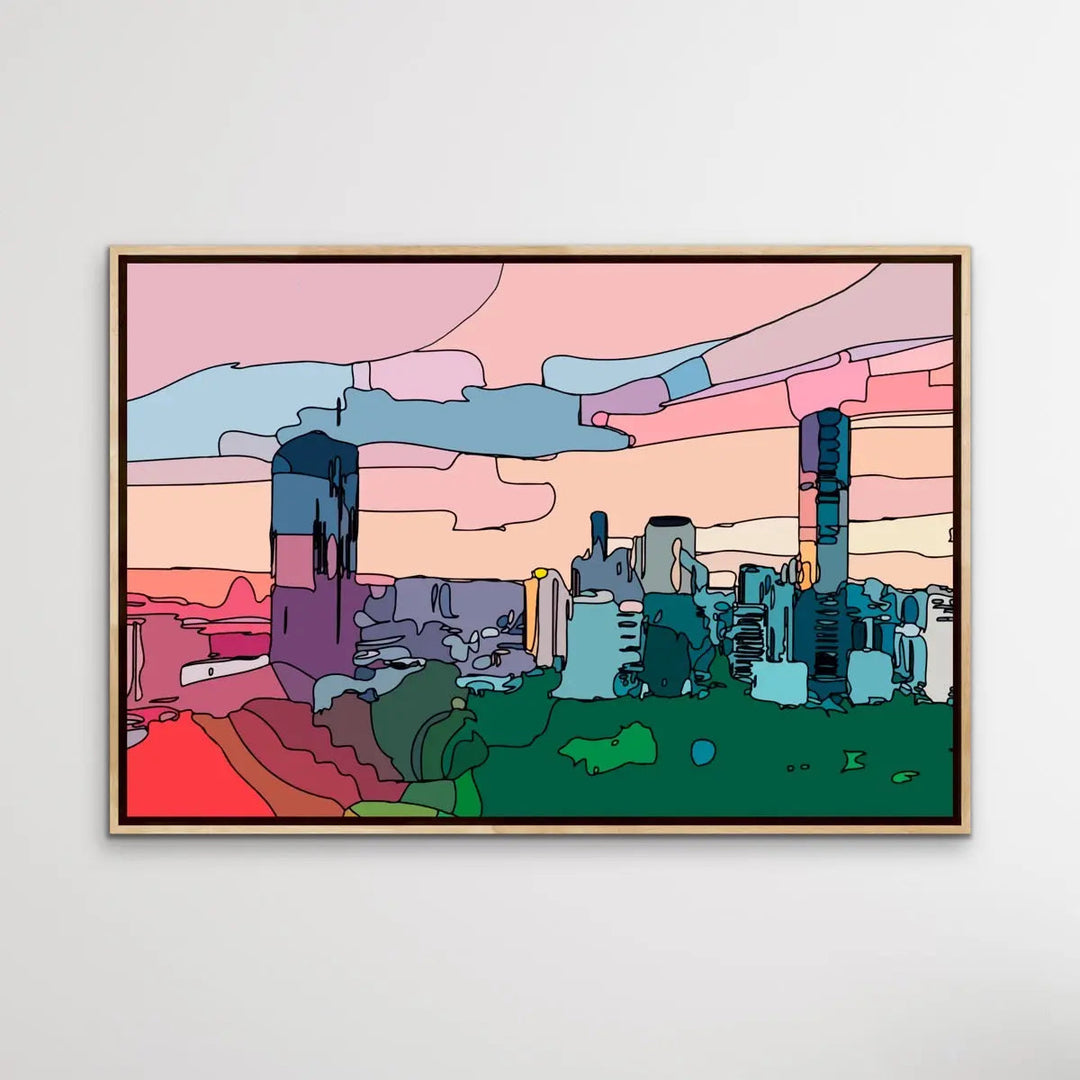 Roma Street Parklands - Colourful Brisbane Line Drawing Print - I Heart Wall Art