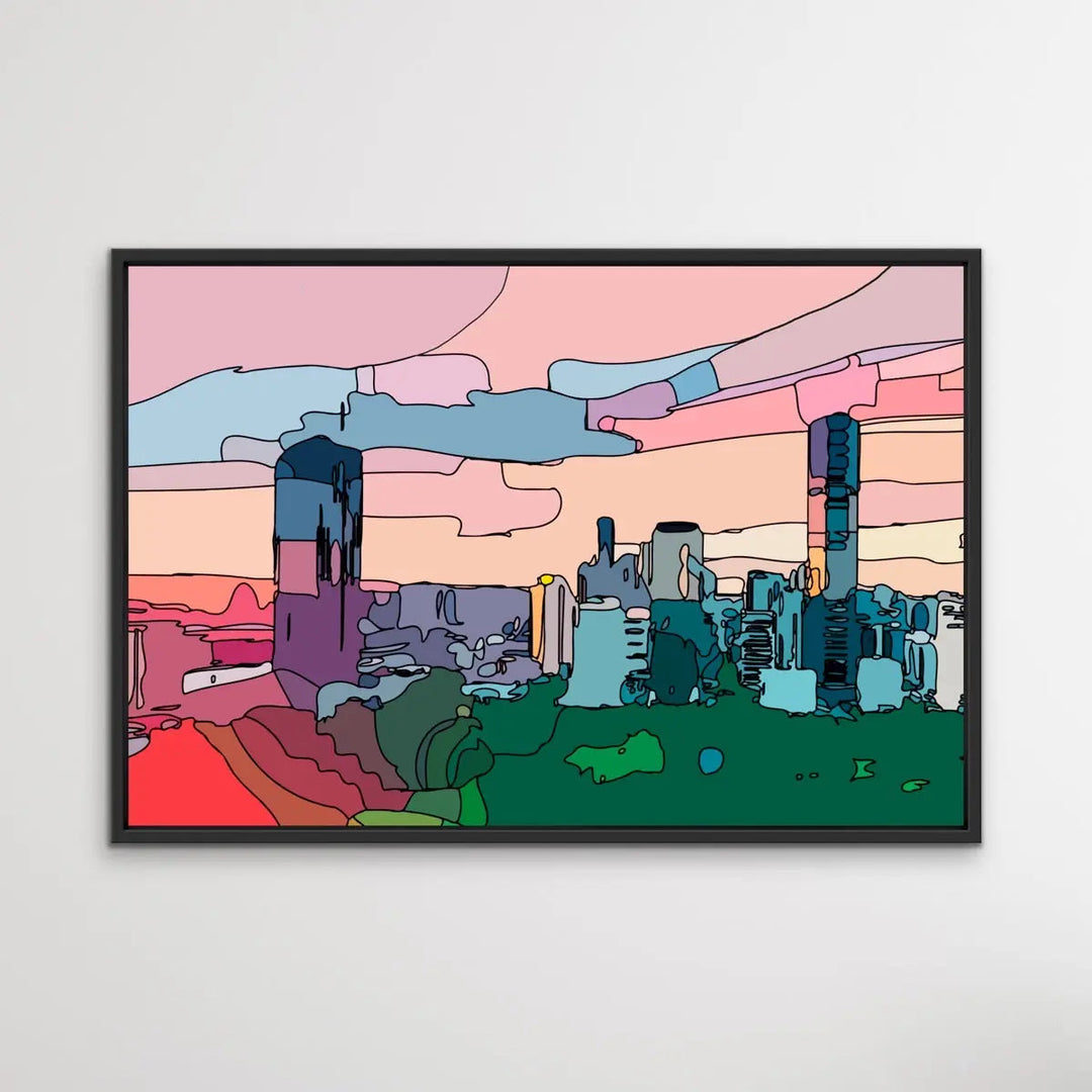 Roma Street Parklands - Colourful Brisbane Line Drawing Print - I Heart Wall Art
