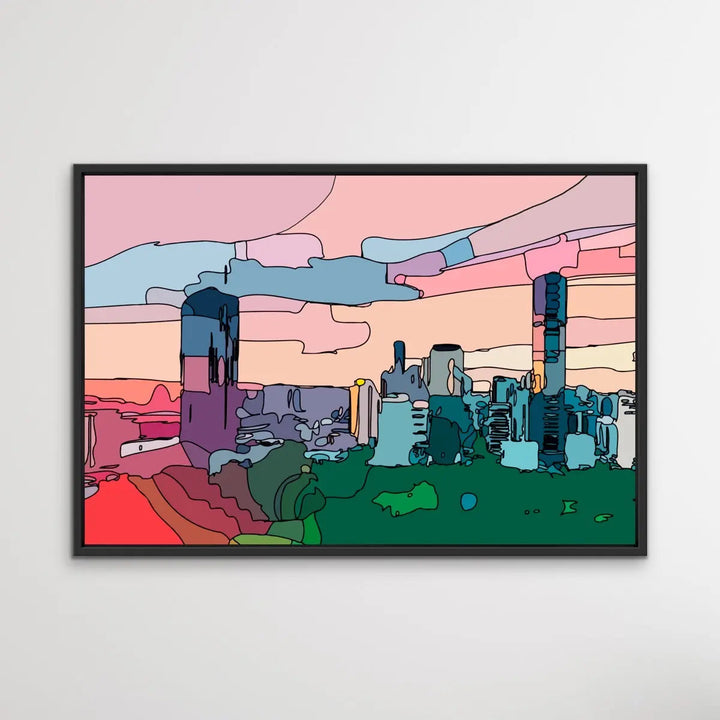 Roma Street Parklands - Colourful Brisbane Line Drawing Print - I Heart Wall Art