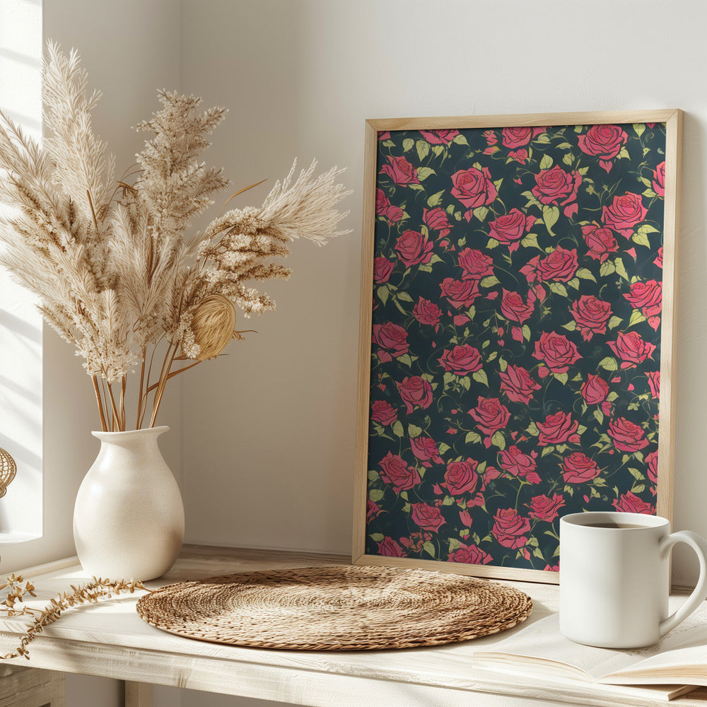 Romantic Rose Garden - Stretched Canvas, Poster or Fine Art Print I Heart Wall Art