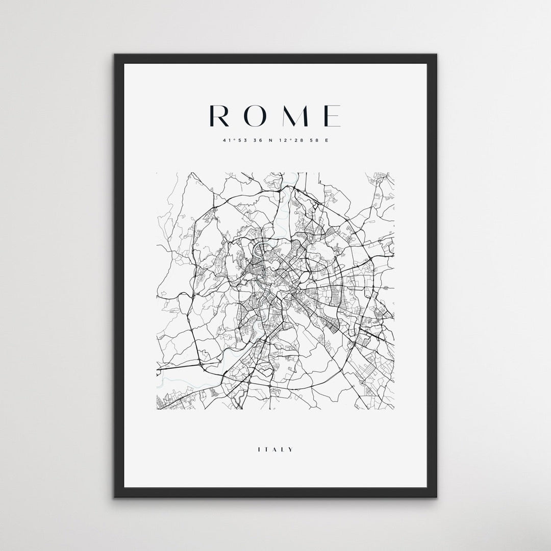 Rome City Map - Square City Map Stretched Canvas or Wall Art Print - I Heart Wall Art - Poster Print, Canvas Print or Framed Art Print