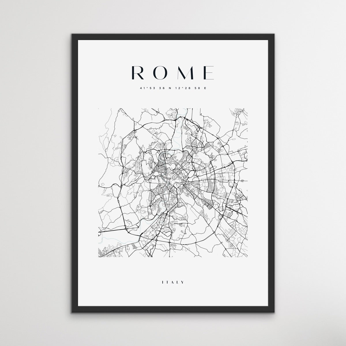 Rome City Map - Square City Map Stretched Canvas or Wall Art Print - I Heart Wall Art - Poster Print, Canvas Print or Framed Art Print
