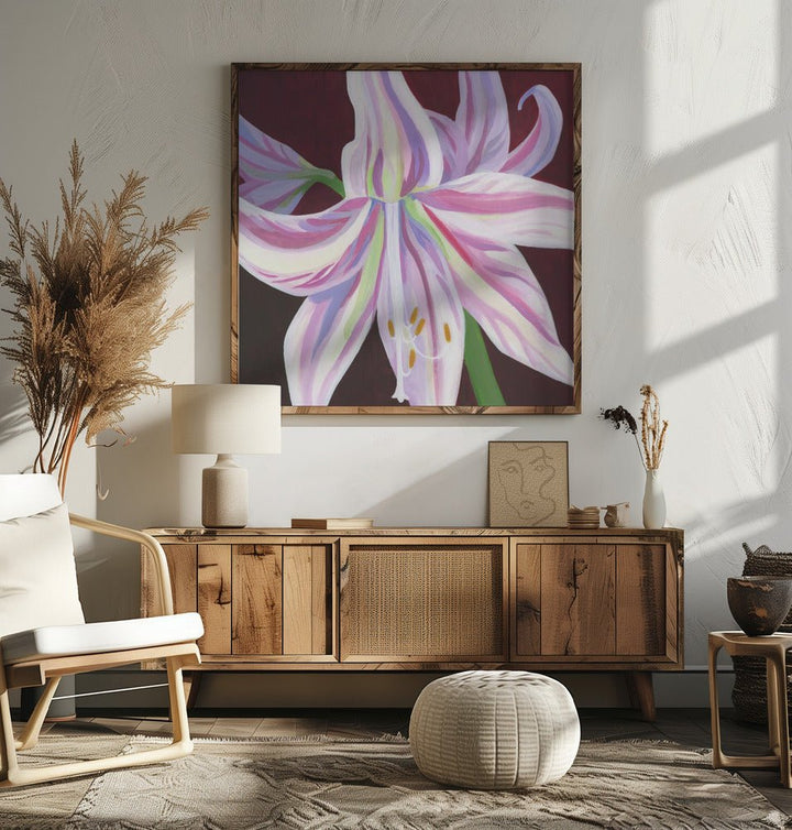 Rosa Amaryllis - Square Stretched Canvas, Poster or Fine Art Print - I Heart Wall Art - Poster Print, Canvas Print or Framed Art Print