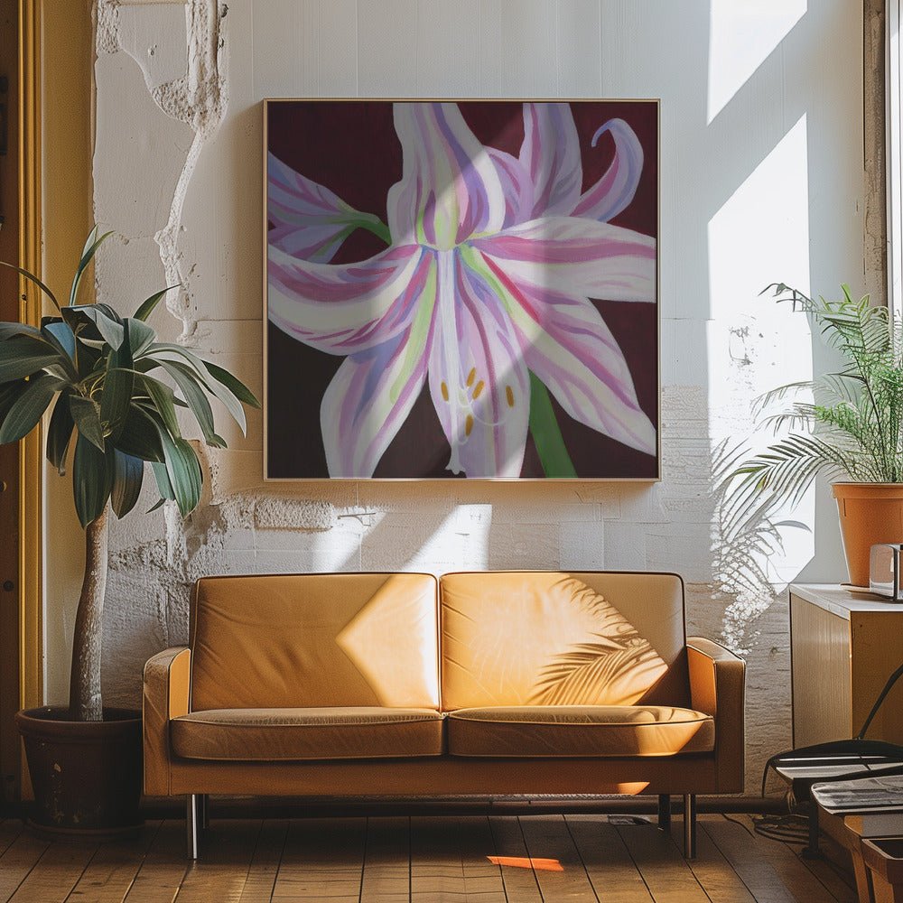 Rosa Amaryllis - Square Stretched Canvas, Poster or Fine Art Print - I Heart Wall Art - Poster Print, Canvas Print or Framed Art Print