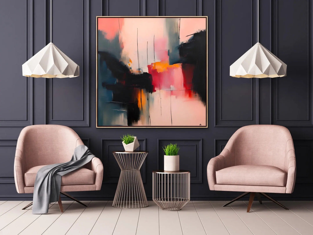 Rosa - Pink Abstract Contemporary Stretched Canvas Canvas Print or Framed Art Print - I Heart Wall Art