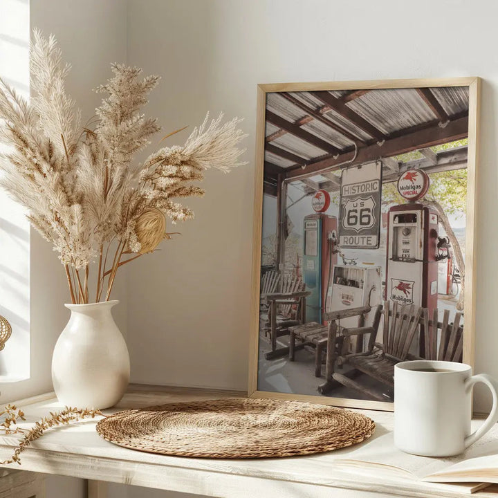 Route 66 Gas Station - Stretched Canvas, Poster or Fine Art Print I Heart Wall Art