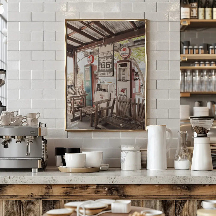 Route 66 Gas Station - Stretched Canvas, Poster or Fine Art Print I Heart Wall Art