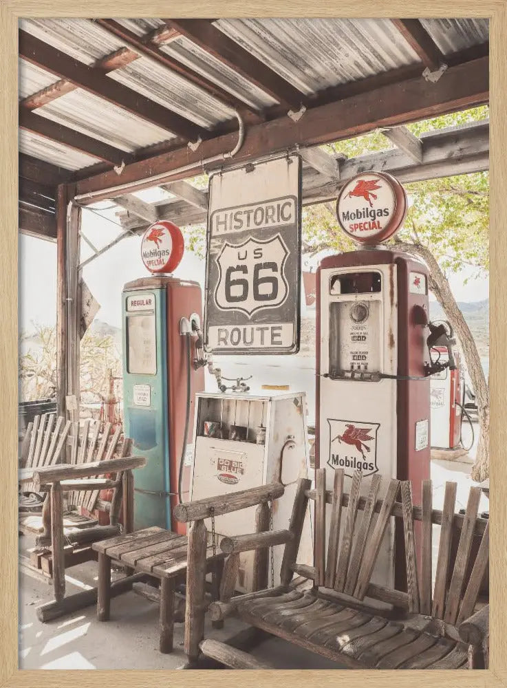 Route 66 Gas Station - Stretched Canvas, Poster or Fine Art Print I Heart Wall Art