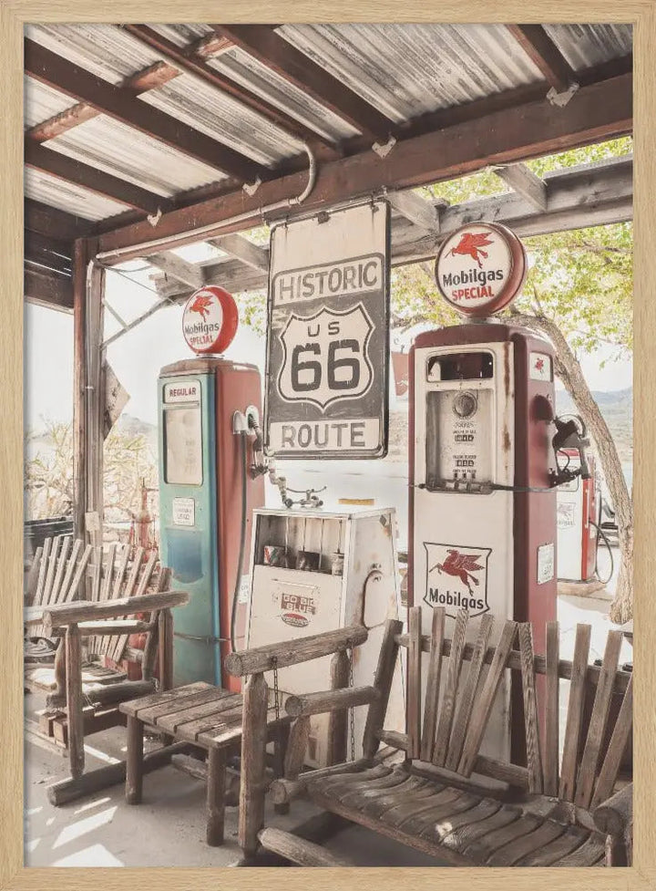 Route 66 Gas Station - Stretched Canvas, Poster or Fine Art Print I Heart Wall Art