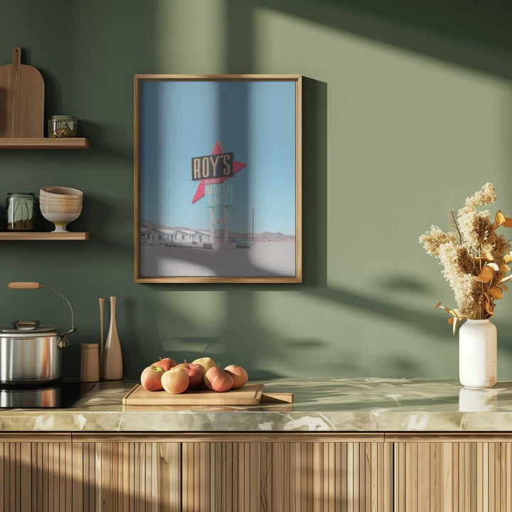 Roy&amp;039;s Motel Cafe Retro Sign - Stretched Canvas, Poster or Fine Art Print - I Heart Wall Art - Poster Print, Canvas Print or Framed Art Print