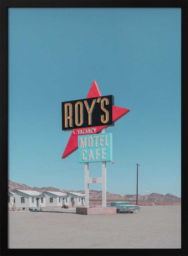 Roy&amp;039;s Motel Cafe Retro Sign - Stretched Canvas, Poster or Fine Art Print - I Heart Wall Art - Poster Print, Canvas Print or Framed Art Print