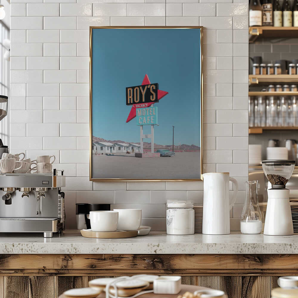Roy&amp;039;s Motel Cafe Retro Sign - Stretched Canvas, Poster or Fine Art Print - I Heart Wall Art - Poster Print, Canvas Print or Framed Art Print