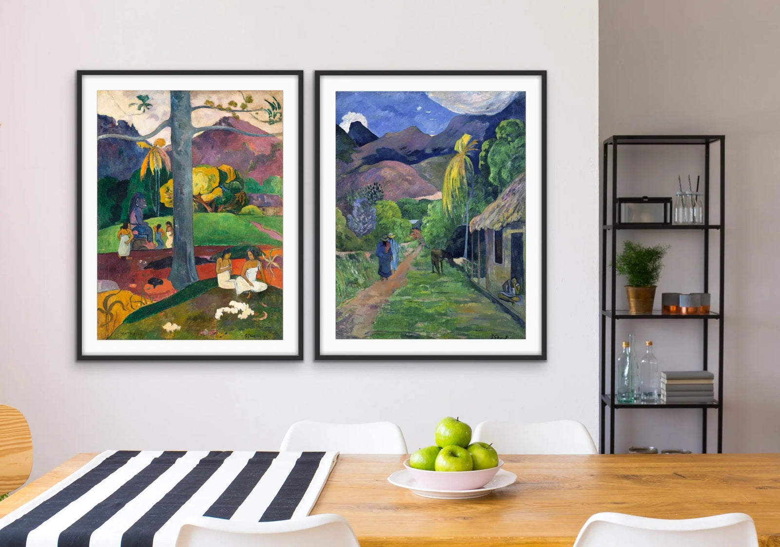 Rue De Tahiti and Mata Mui by Paul Gauguin - Two Piece Print Set on Canvas or Paper I Heart Wall Art Australia 