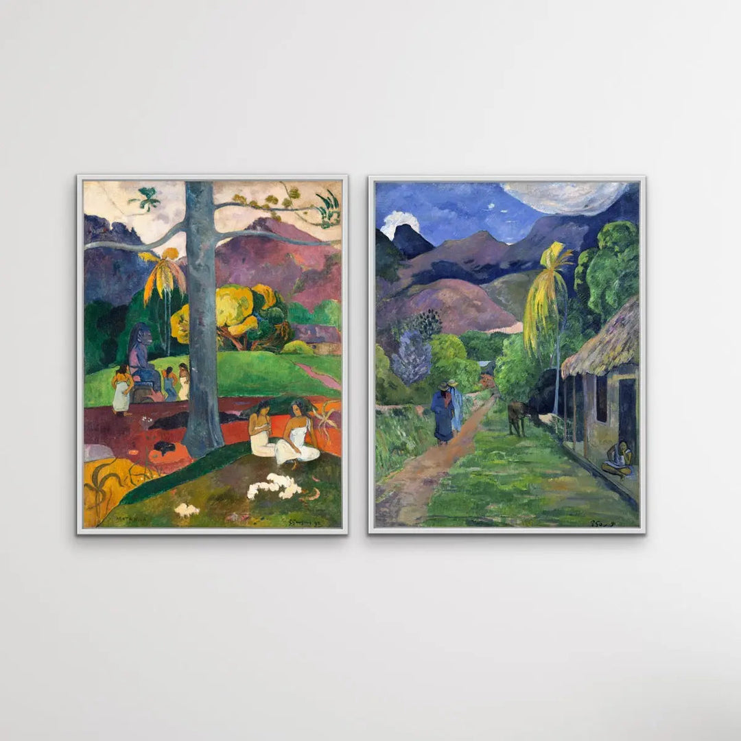 Rue De Tahiti and Mata Mui by Paul Gauguin - Two Piece Print Set on Canvas or Paper I Heart Wall Art Australia 